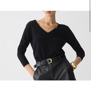 NWOT J. Crew Cashmere shrunken Black V-neck sweater XS